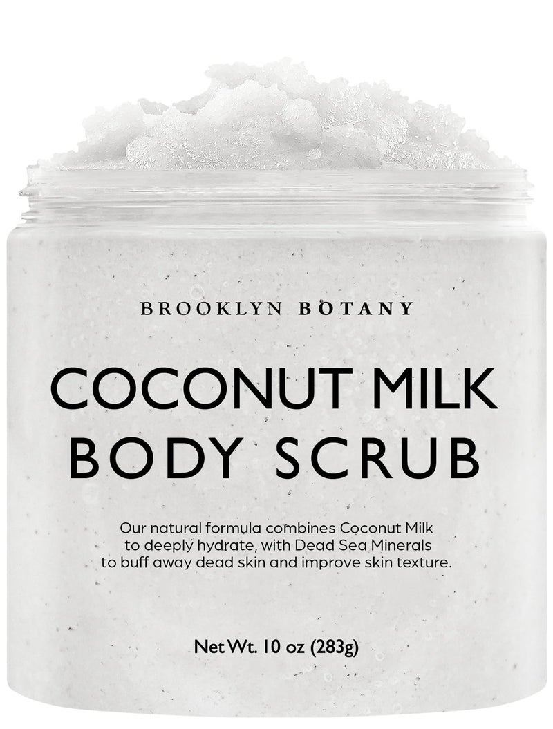 Brooklyn Botany Coconut Milk Body Scrub - Moisturizing and Exfoliating Body, Face, Hand, Foot Scrub - Fights Stretch Marks, Fine Lines, Wrinkles - Great Gifts for Women & Men - 10 oz - Image 1